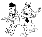 coloriage laurel et hardy se bousculent
